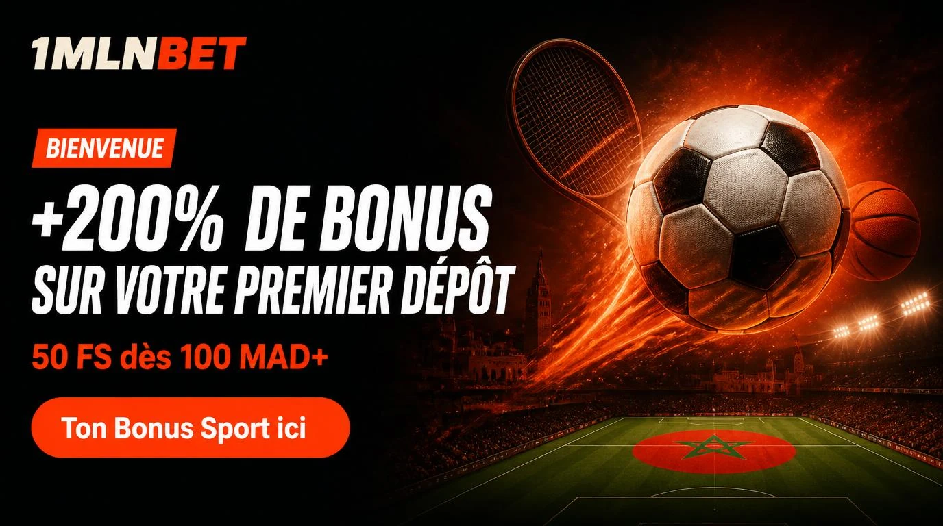 Bonus sport 200% sur premier dépôt — 1mln bet Maroc