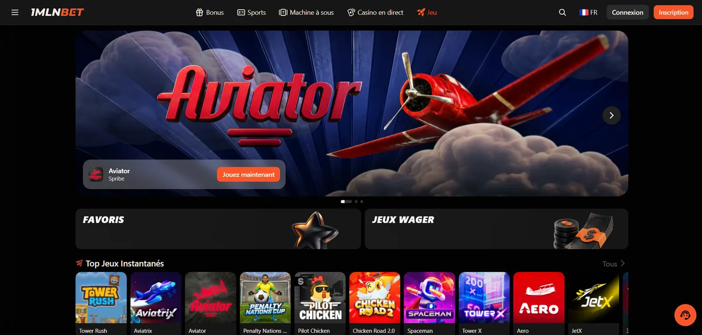 Jeux instantanés 1mln bet — Aviator, JetX, Top Jeux